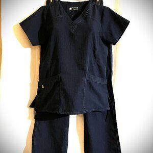 Four Stretch Medical Scrub Set SZ Small Navy Blue